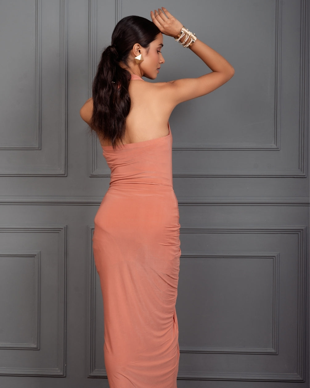 MARIANA COWL NECK DRAPE DRESS