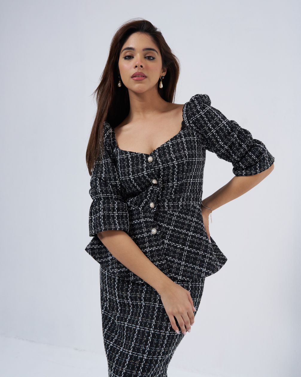 Diane Black Tweed Top