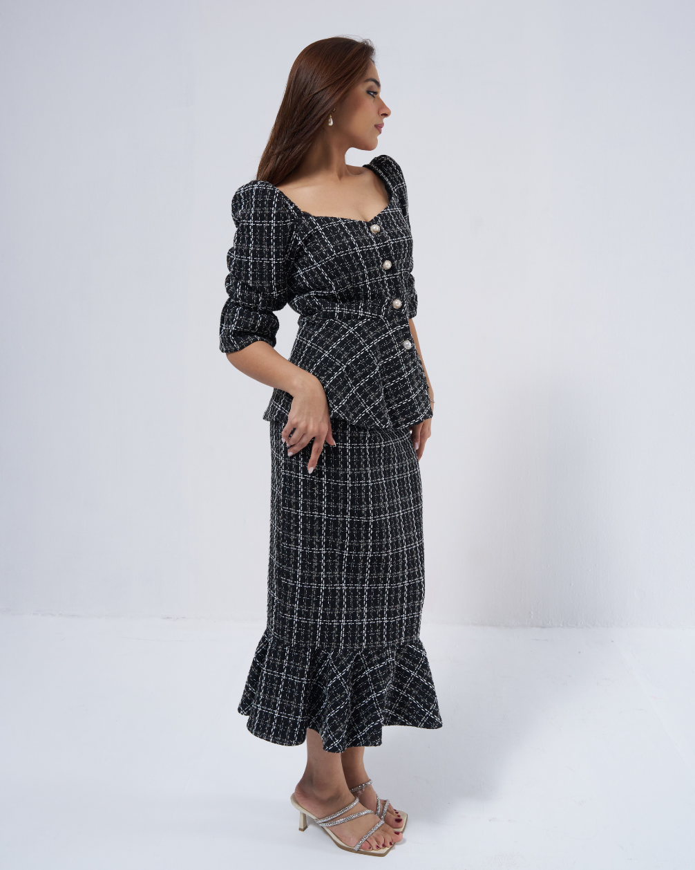 Diane Black Tweed Top