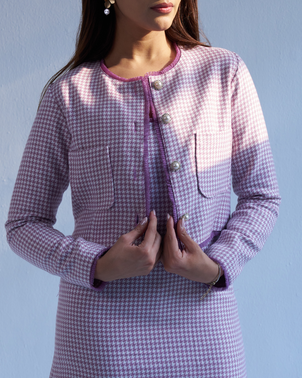 Renee Lavender Houndstooth Dress & Jacket set