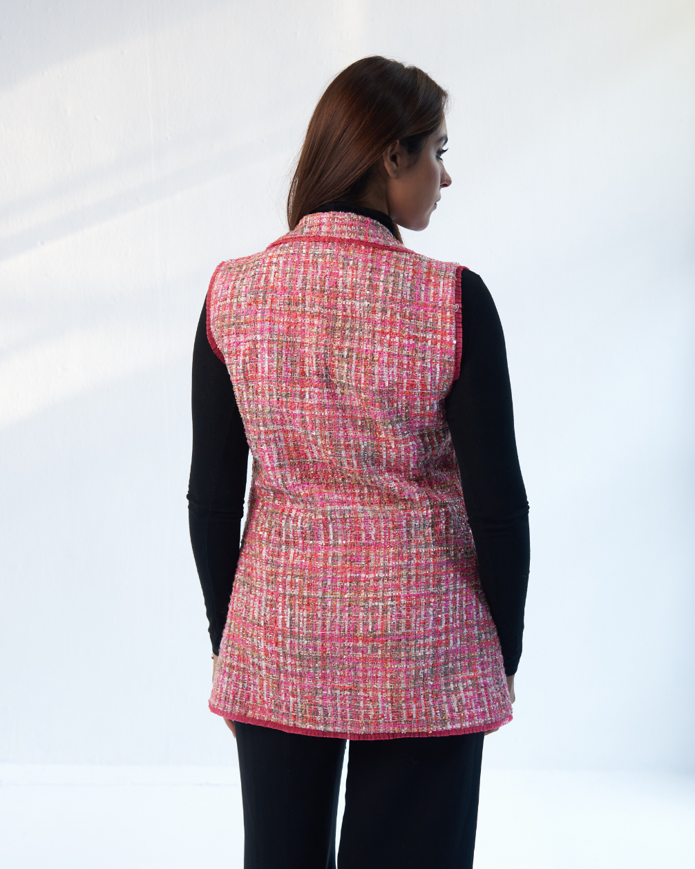 Astrid Pink Tweed sleeveless Jacket