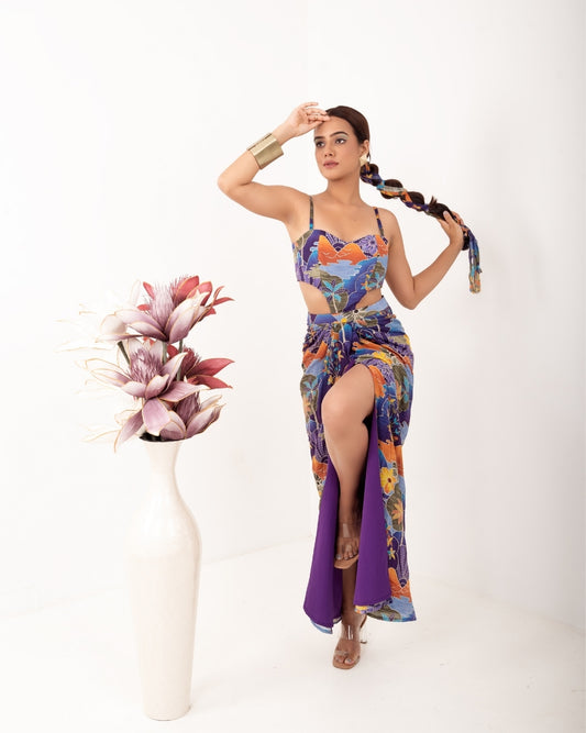 AMARA EMBROIDERED CUTOUT DRAPE DRESS