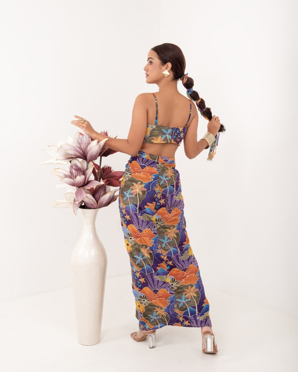 AMARA EMBROIDERED CUTOUT DRAPE DRESS