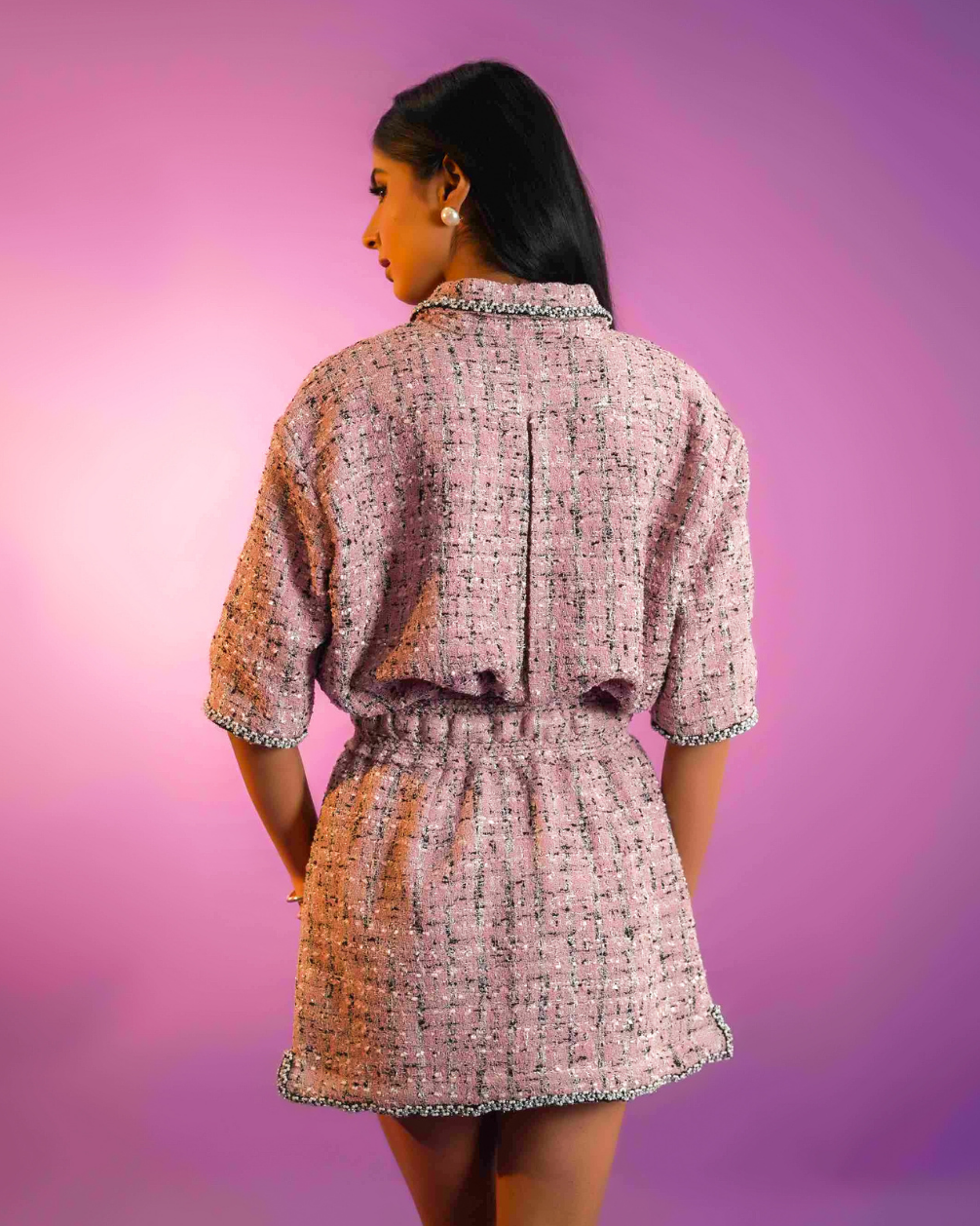 Camille Pink Tweed Dress