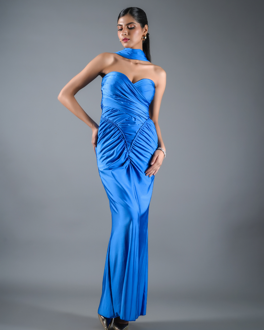 Bianca Lycra Scarf Neck Dress