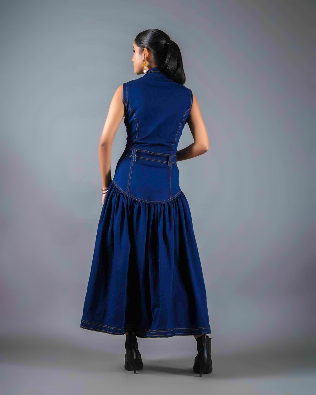 Rachel Long Flared Denim Dress