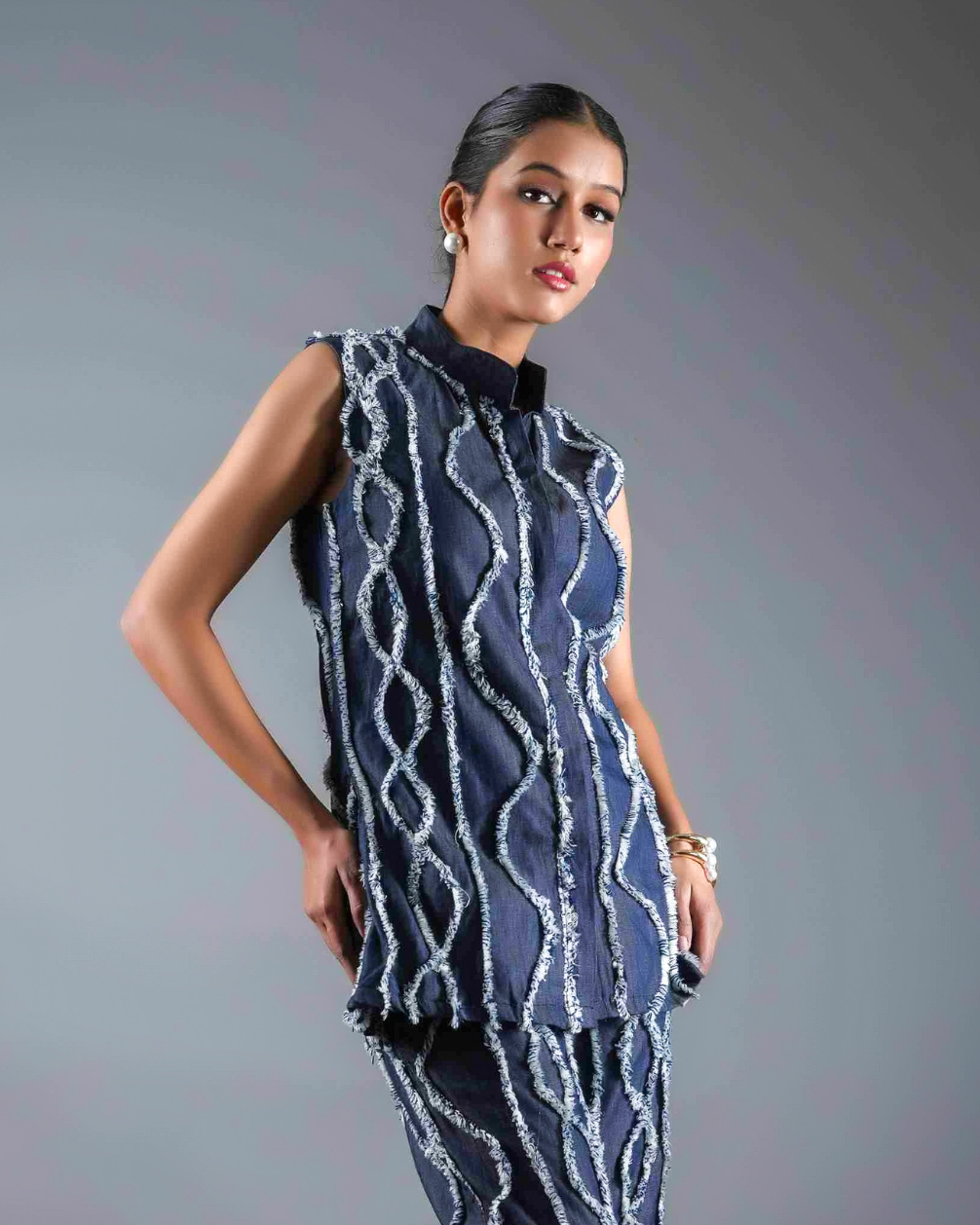 Sarah Fringe Denim Co-ord set