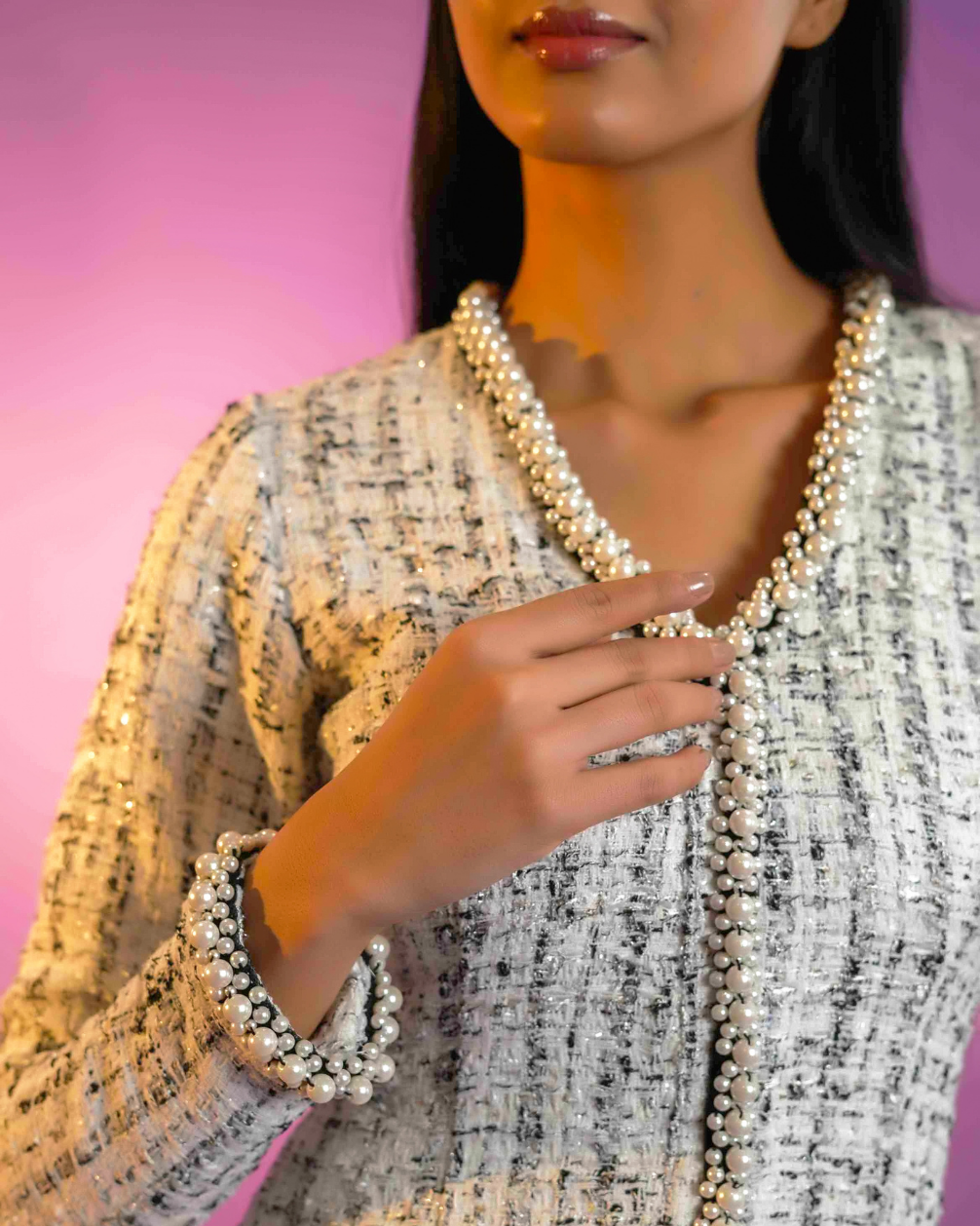 Juliette White Tweed Dress