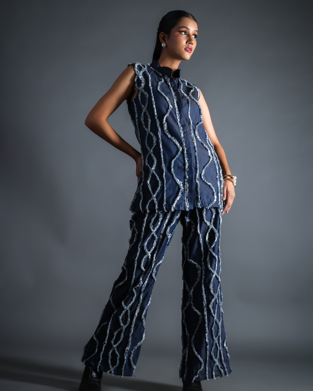 Sarah Fringe Denim Co-ord set
