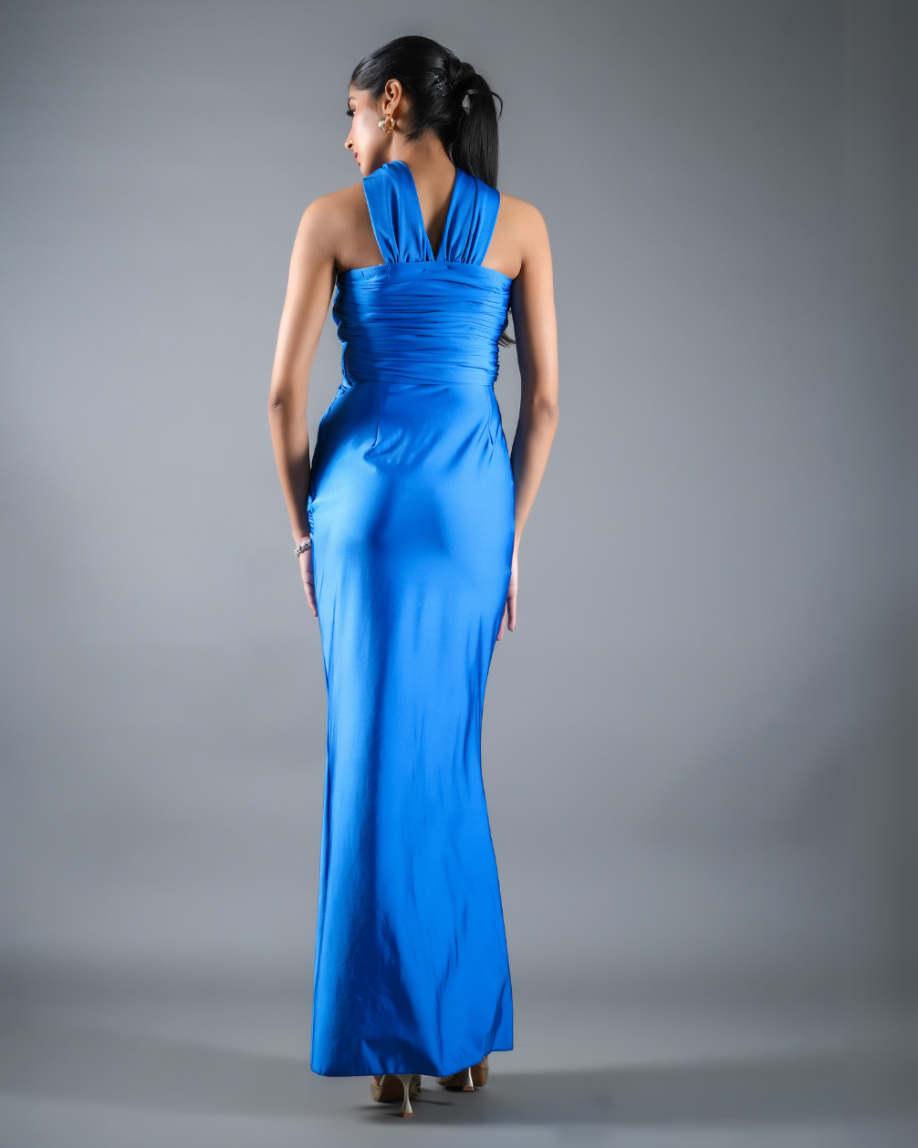 Bianca Lycra Scarf Neck Dress