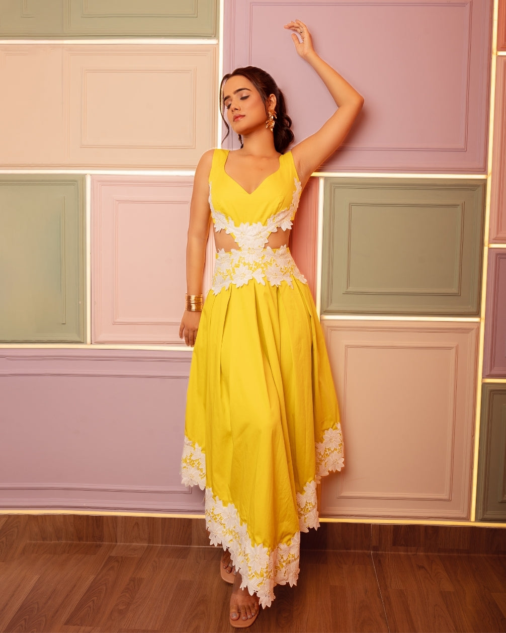 CICILIA WAIST CUTOUT MIDI DRESS