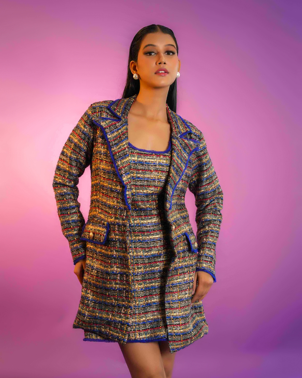 Madeline Multi Color Tweed Coat