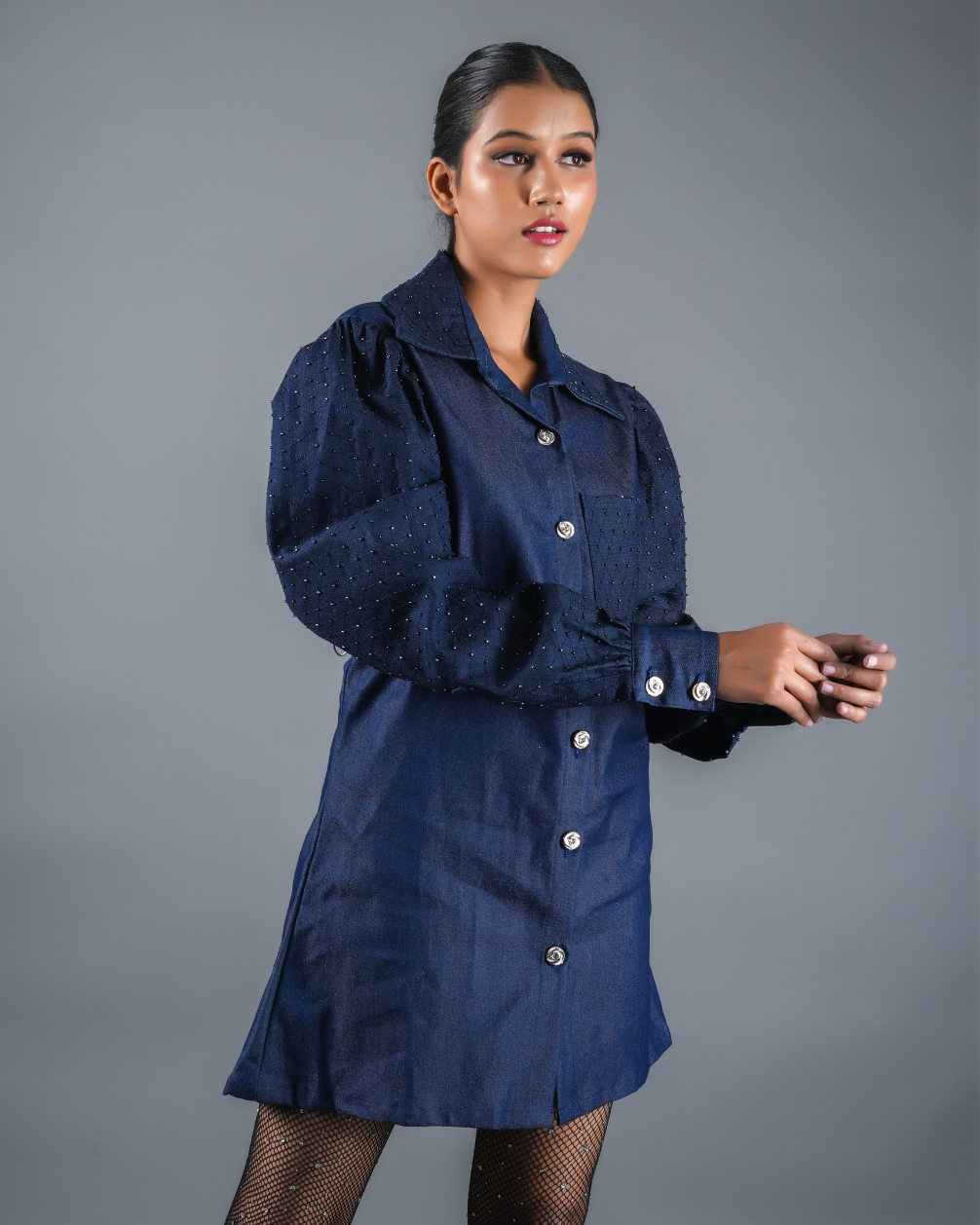 Susan Embellised Denim Baggy Dress