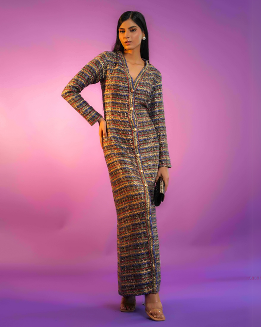 Alienor Multi Colour Tweed Dress