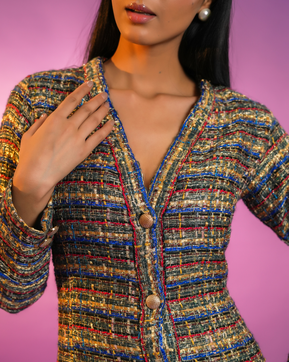 Alienor Multi Colour Tweed Dress