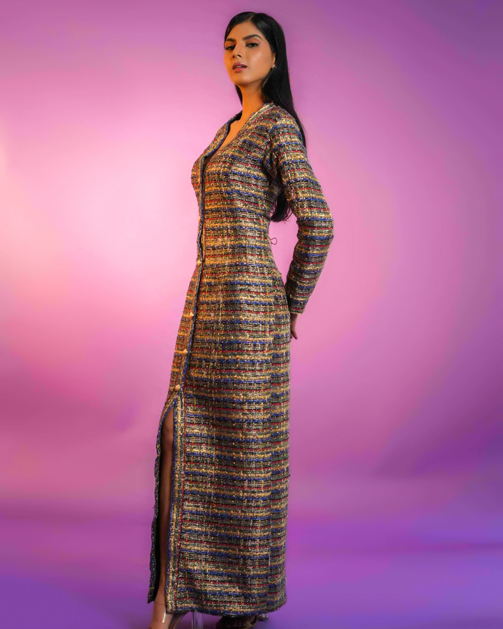 Alienor Multi Colour Tweed Dress