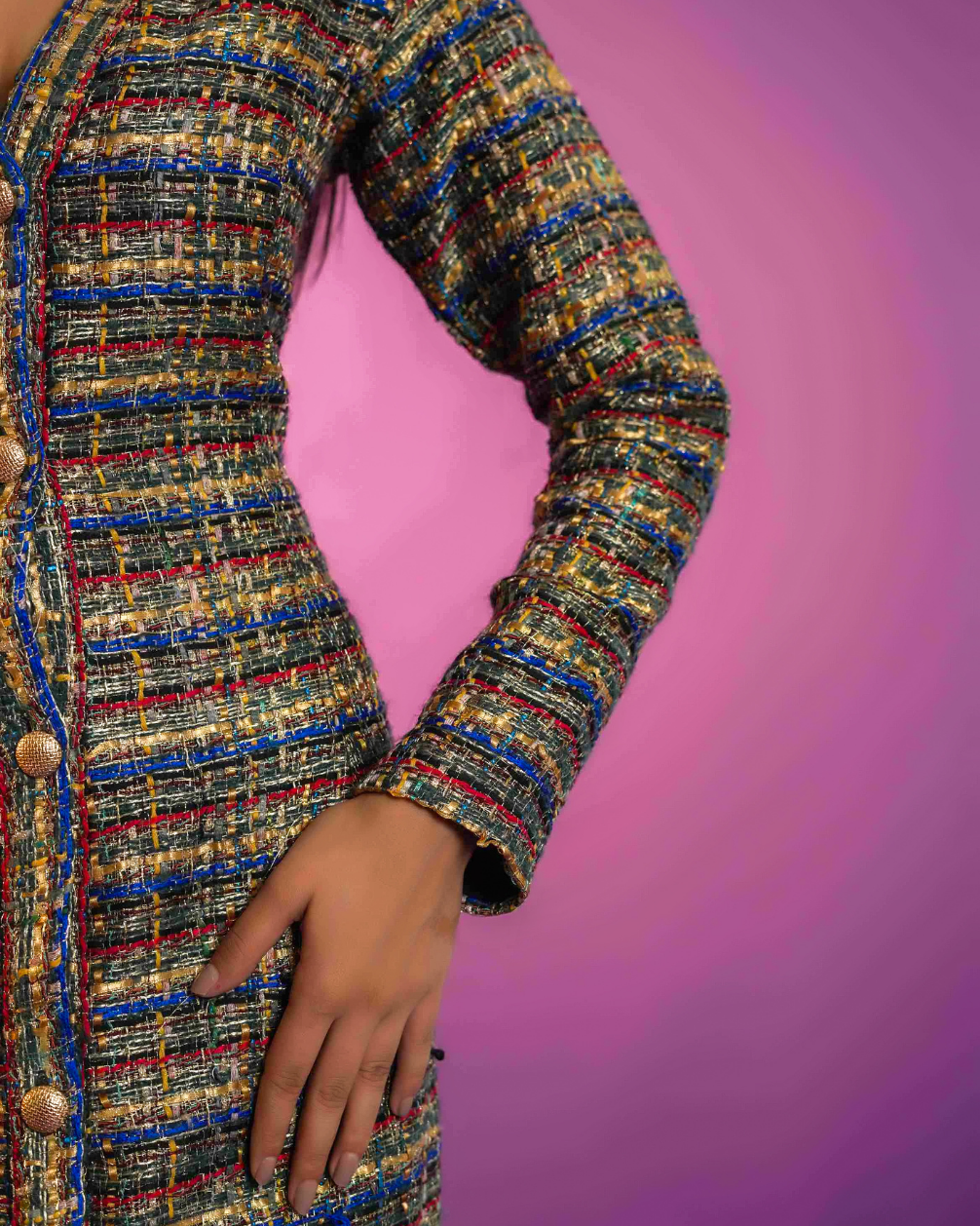Alienor Multi Colour Tweed Dress