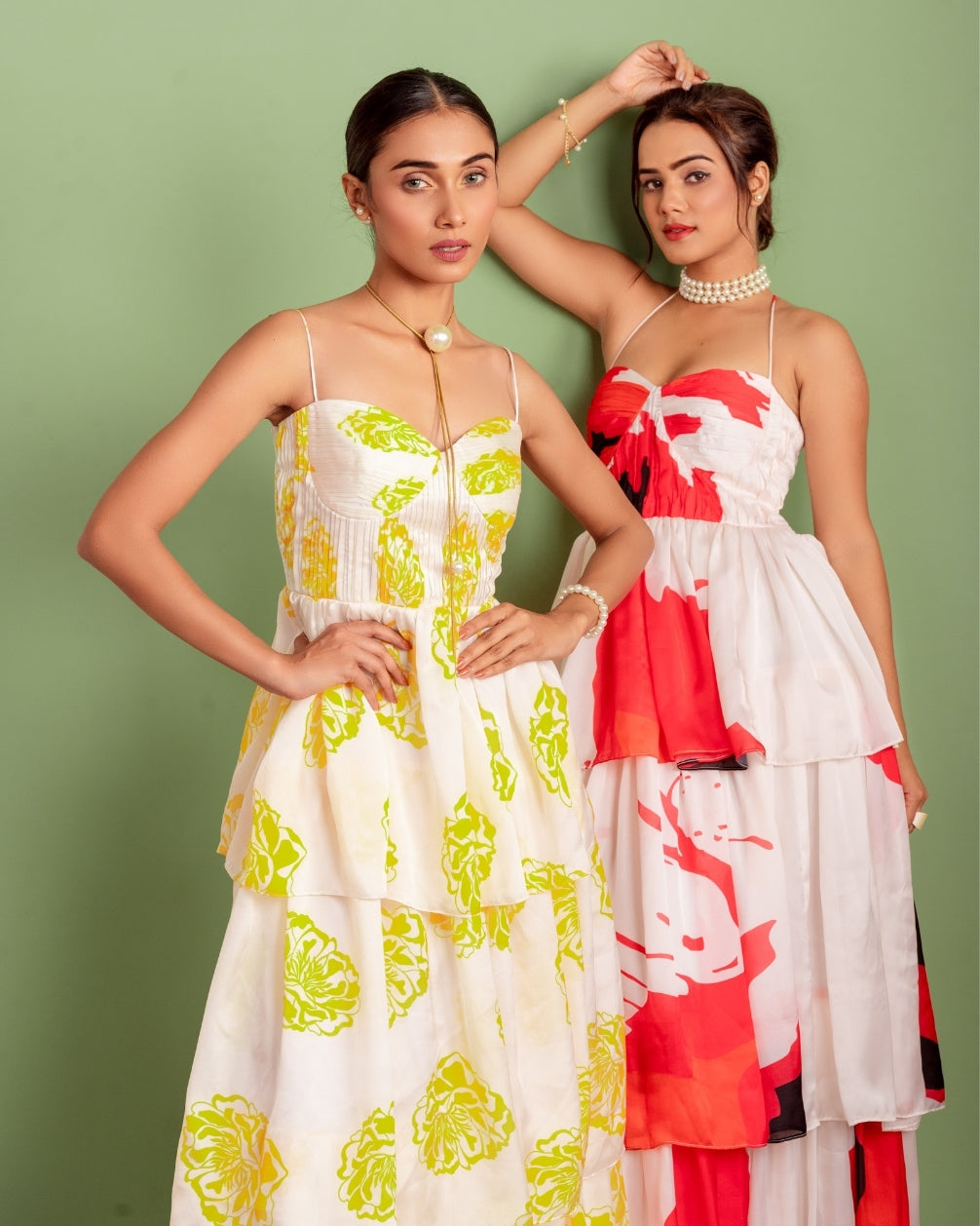 STELLA PRINT LAYERED LONG DRESS
