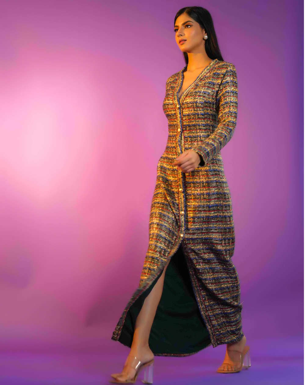 Alienor Multi Colour Tweed Dress