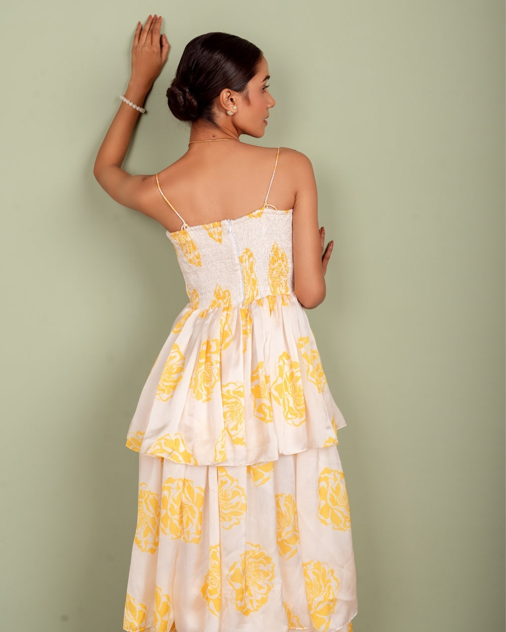 BELLA PRINT LAYERED LONG DRESS