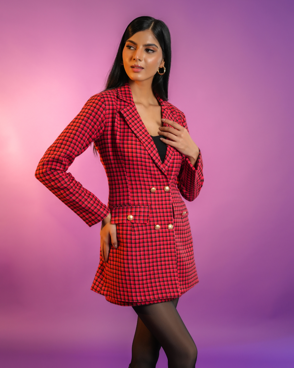 Nicole Pink Houndstooth Co-ord Set