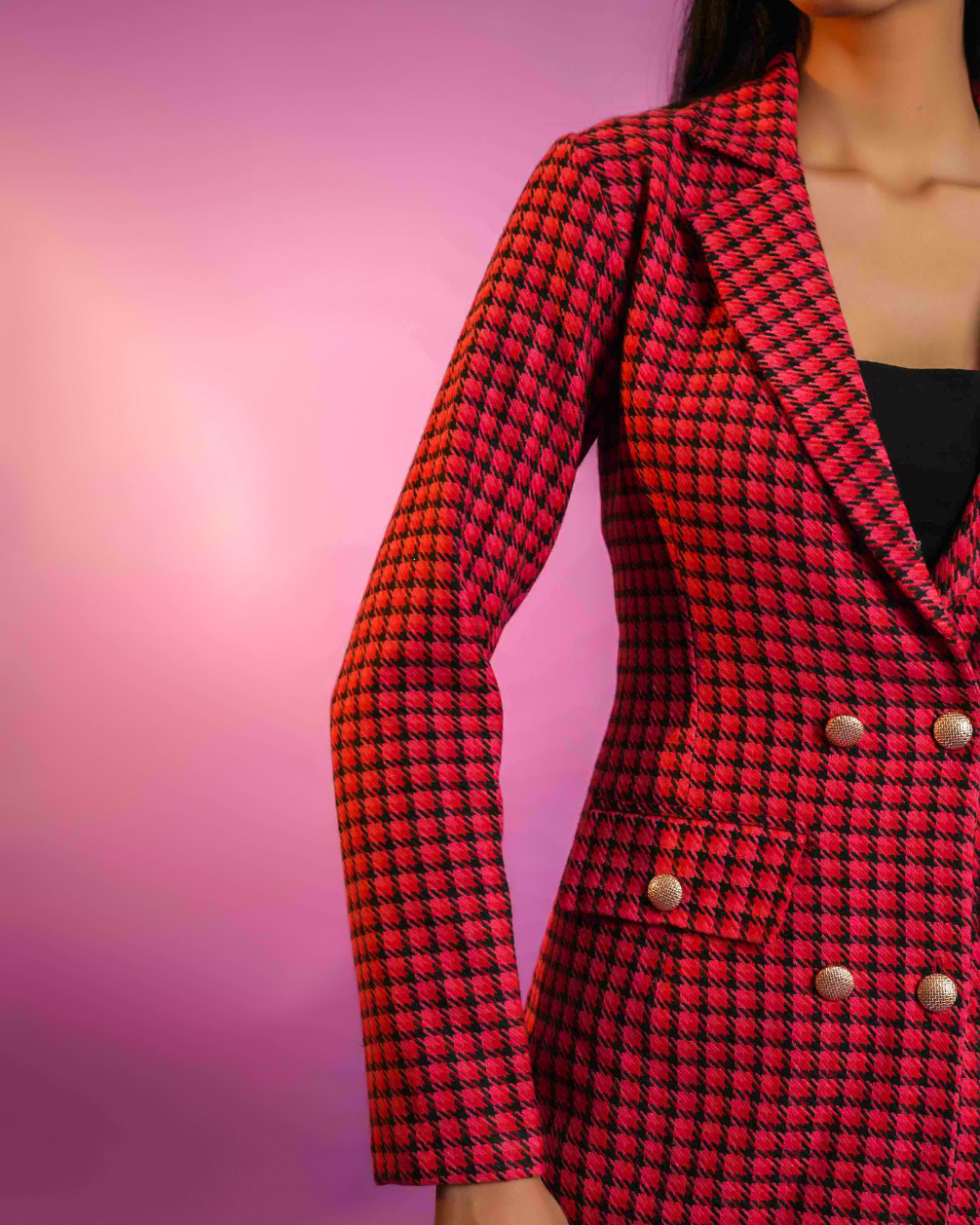 Nicole Pink Houndstooth Co-ord Set