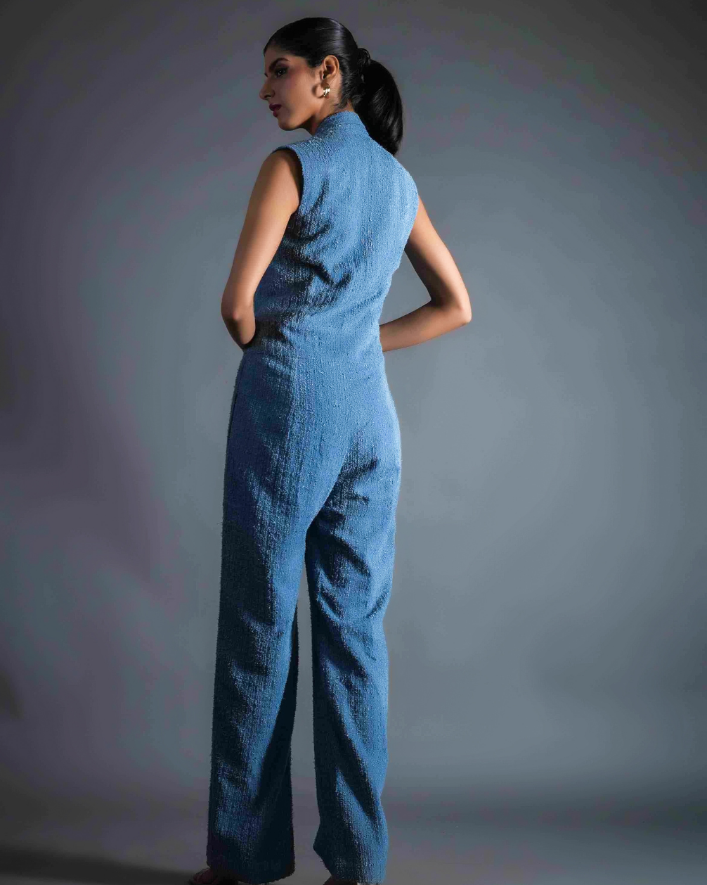 Carol Rugged Denim Embellished Jumpsuit