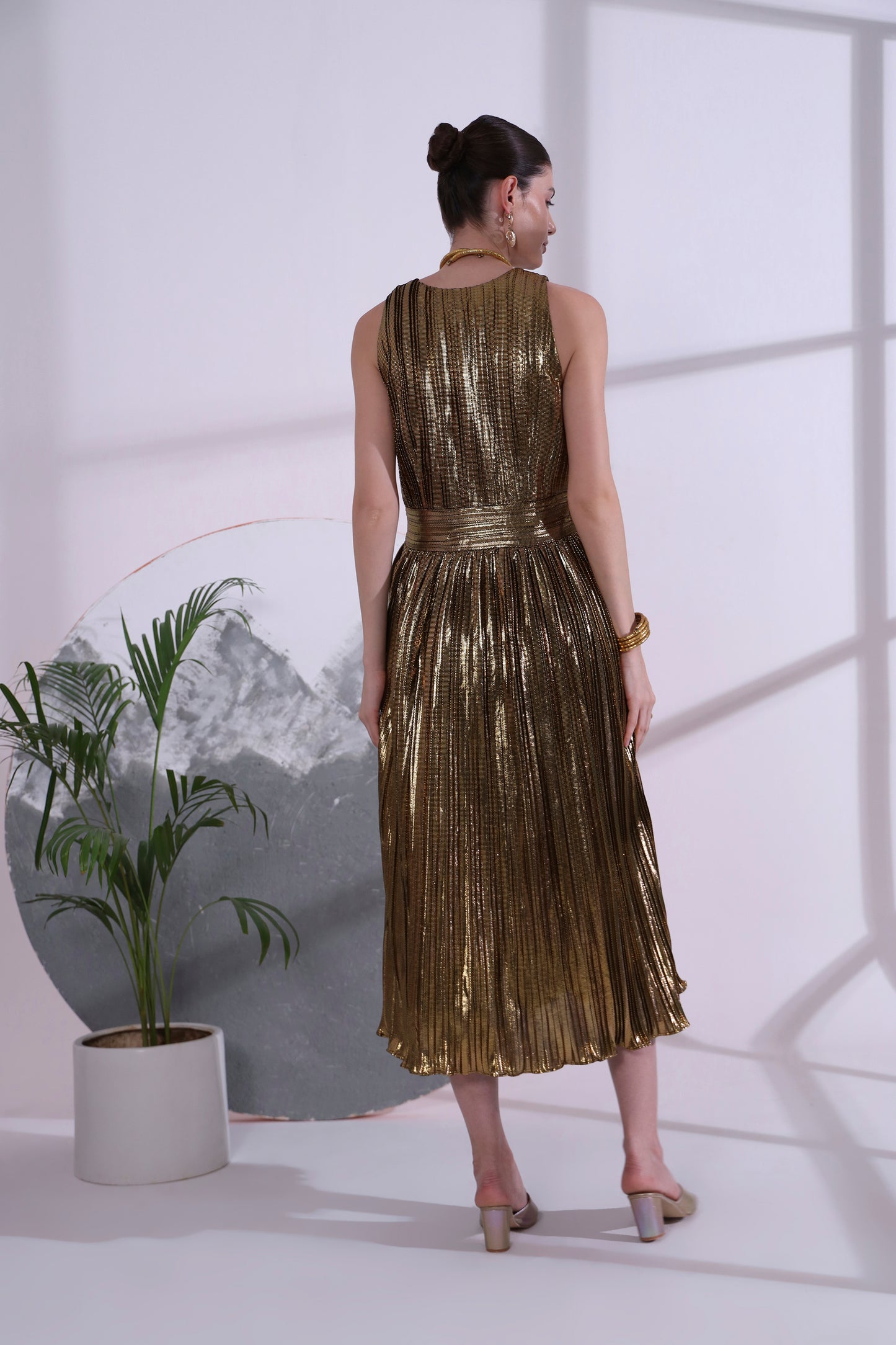 Alizee Gold metallic Long Dress