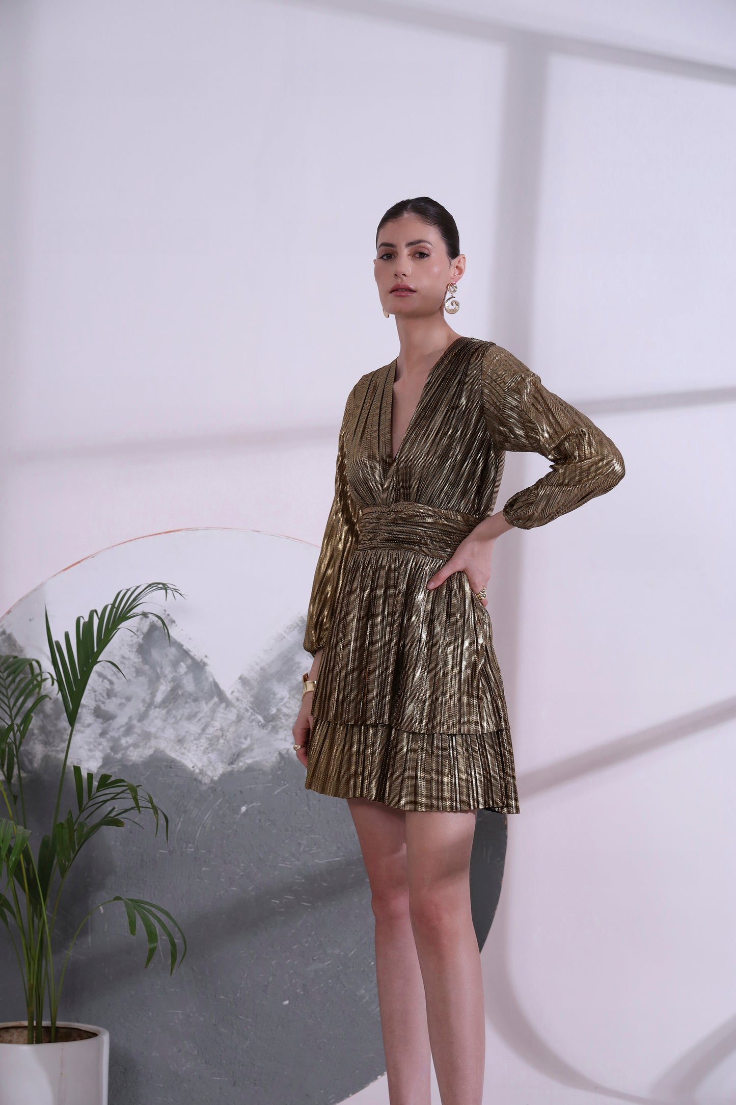 Alizee Gold metallic Short Dress