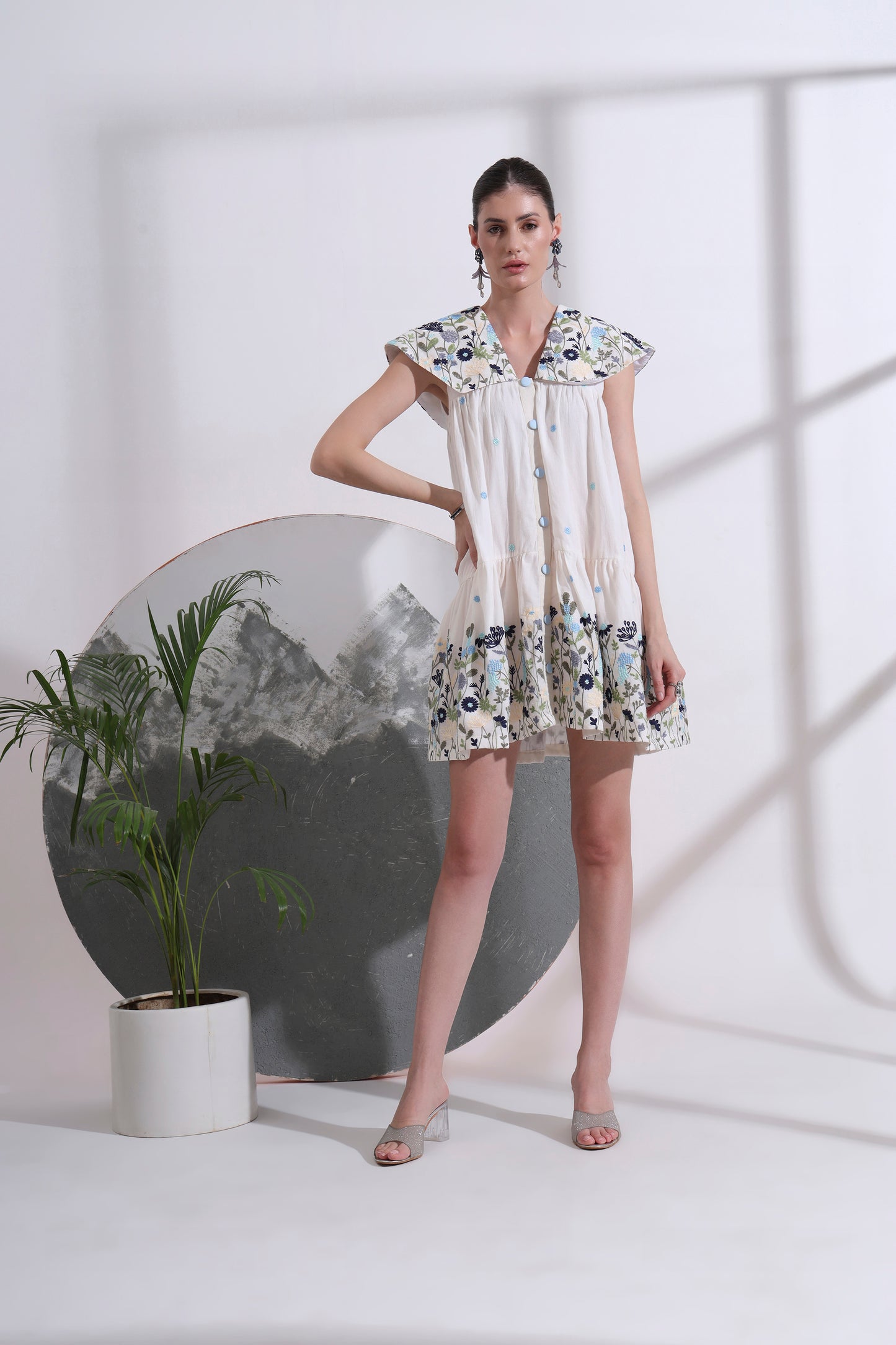 Elodie Embroidered Sailor Collar Dress