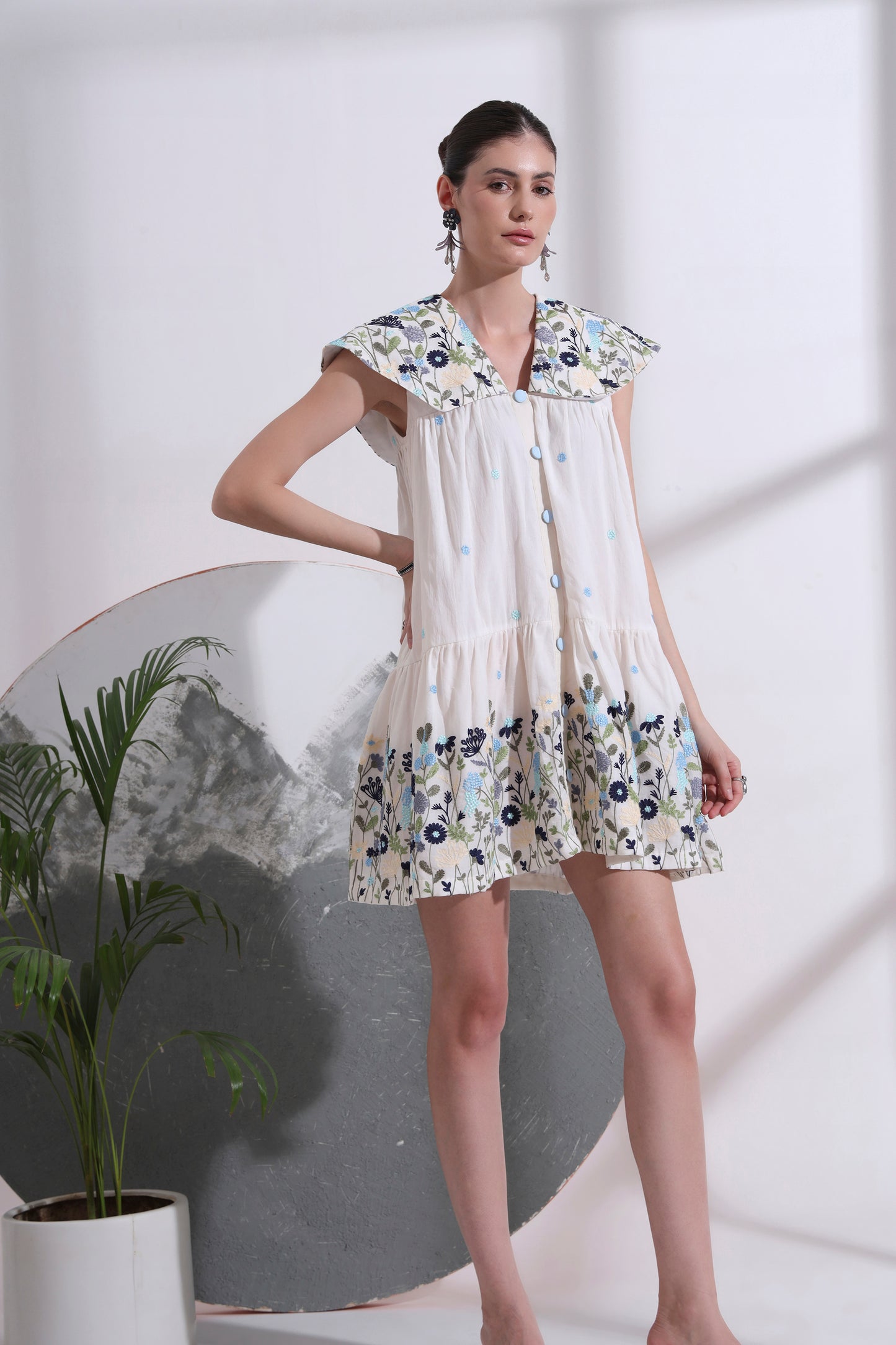 Elodie Embroidered Sailor Collar Dress