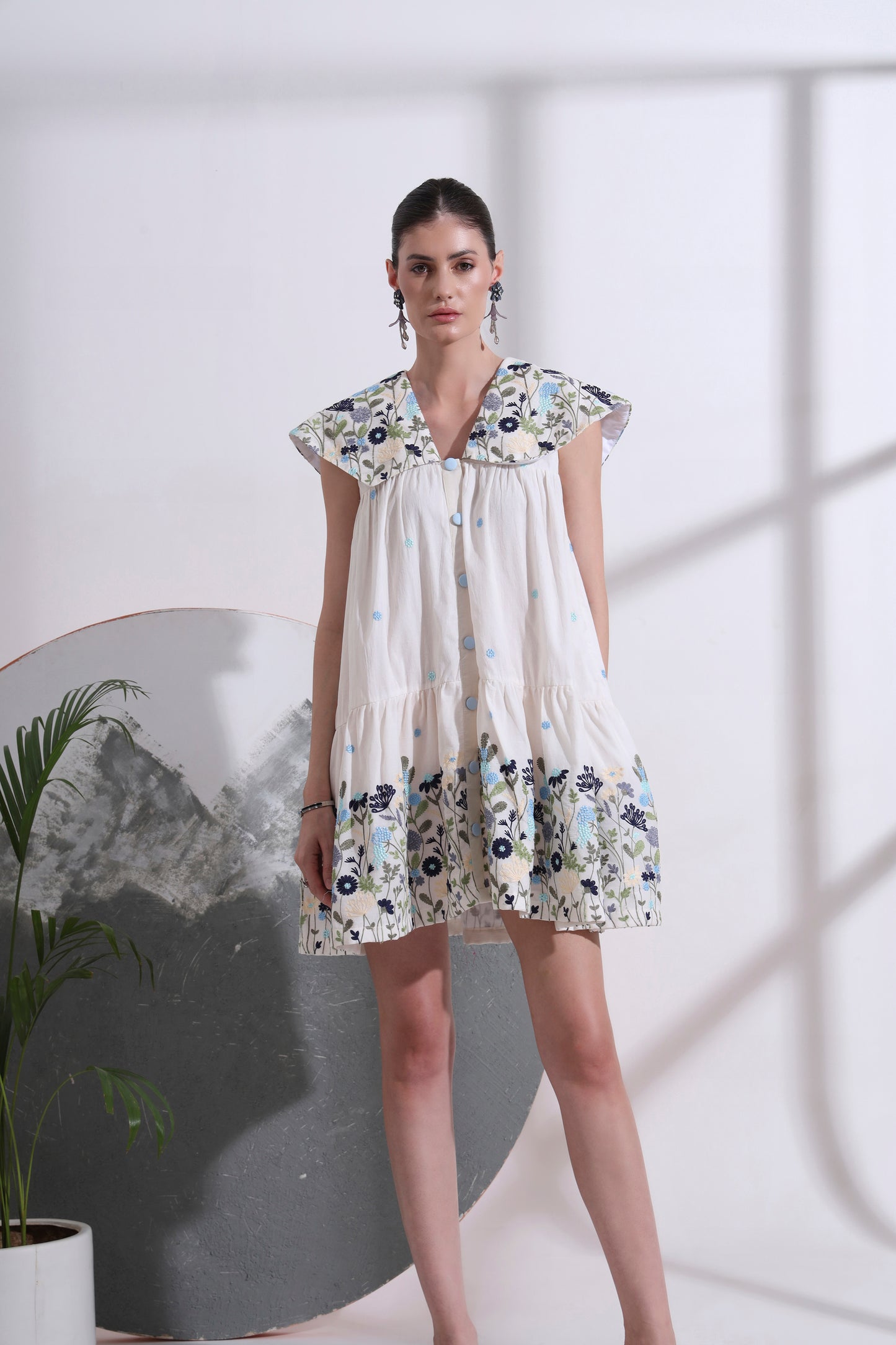 Elodie Embroidered Sailor Collar Dress
