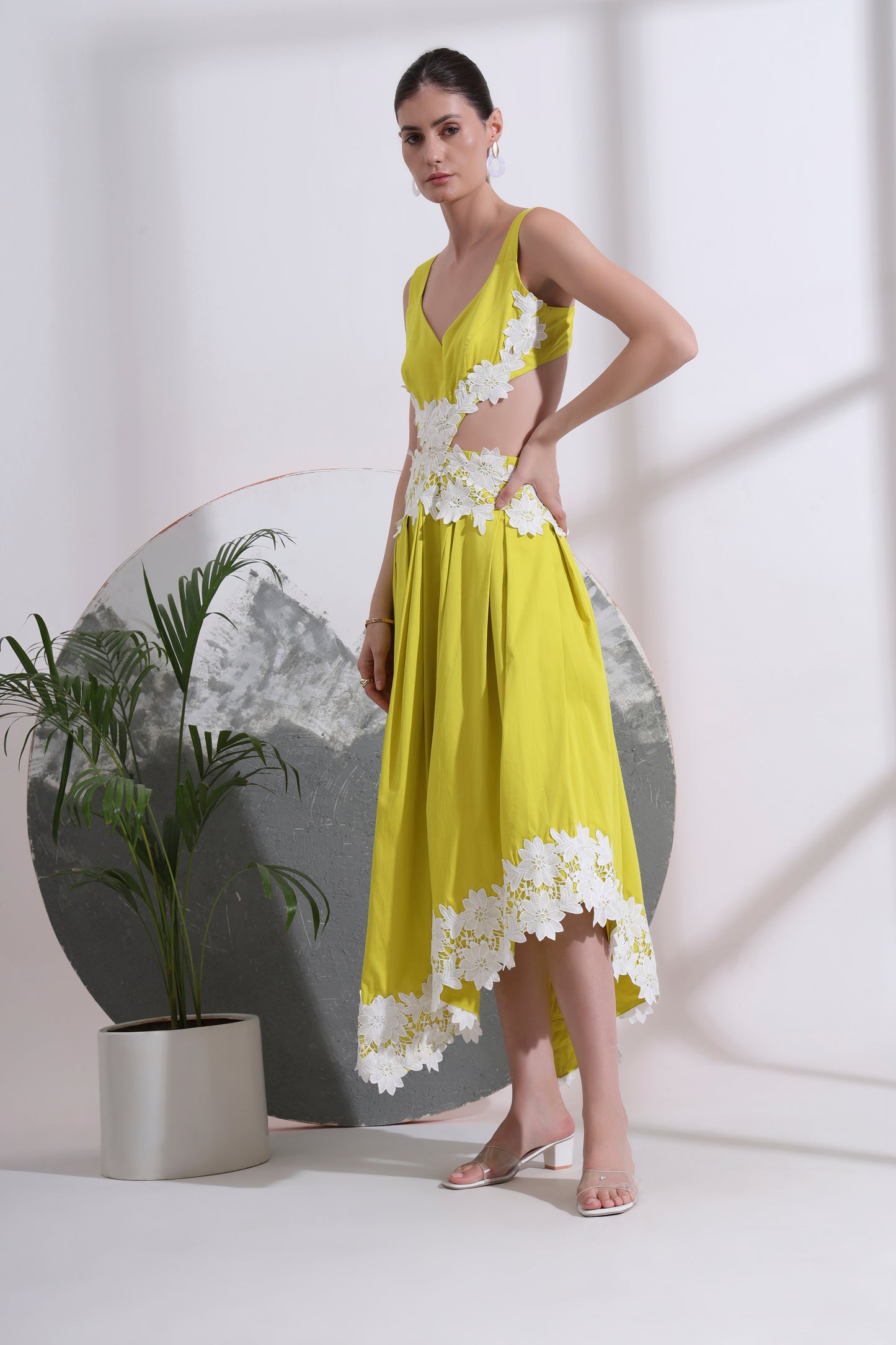 CICILIA WAIST CUTOUT MIDI DRESS