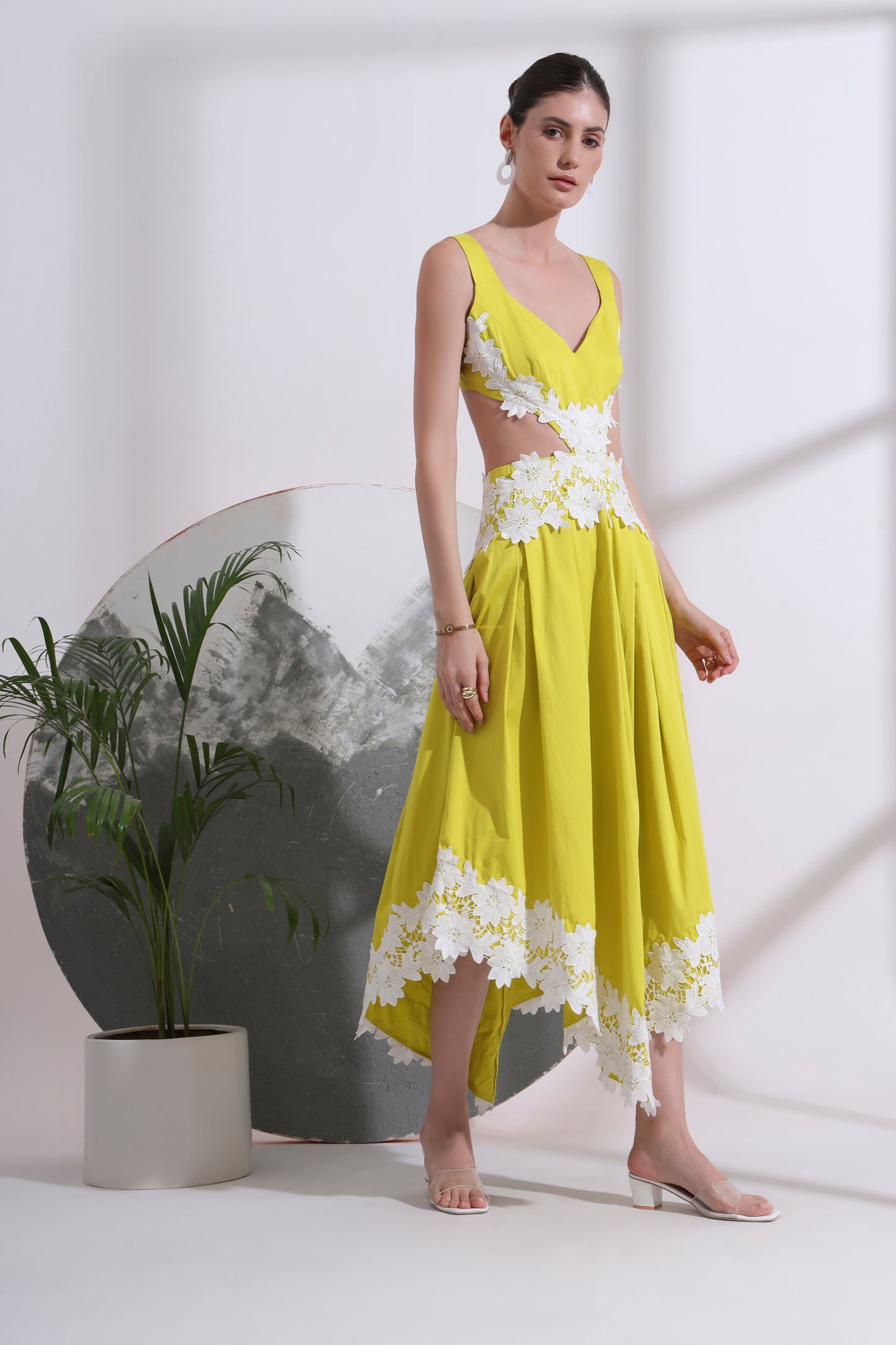 CICILIA WAIST CUTOUT MIDI DRESS