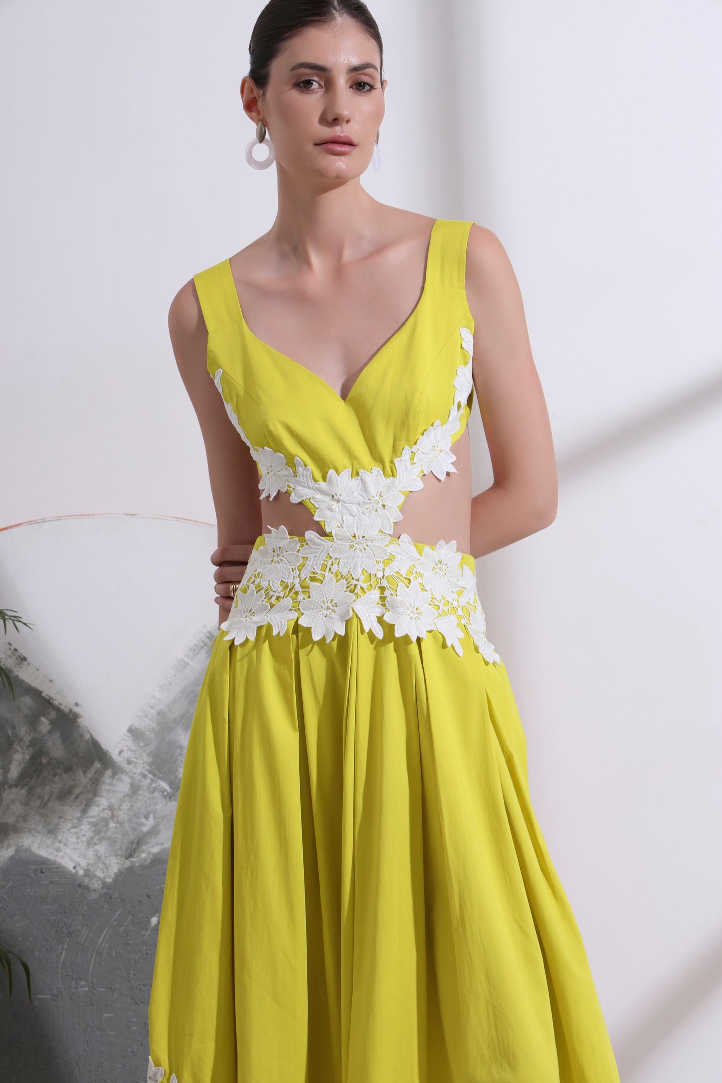 CICILIA WAIST CUTOUT MIDI DRESS
