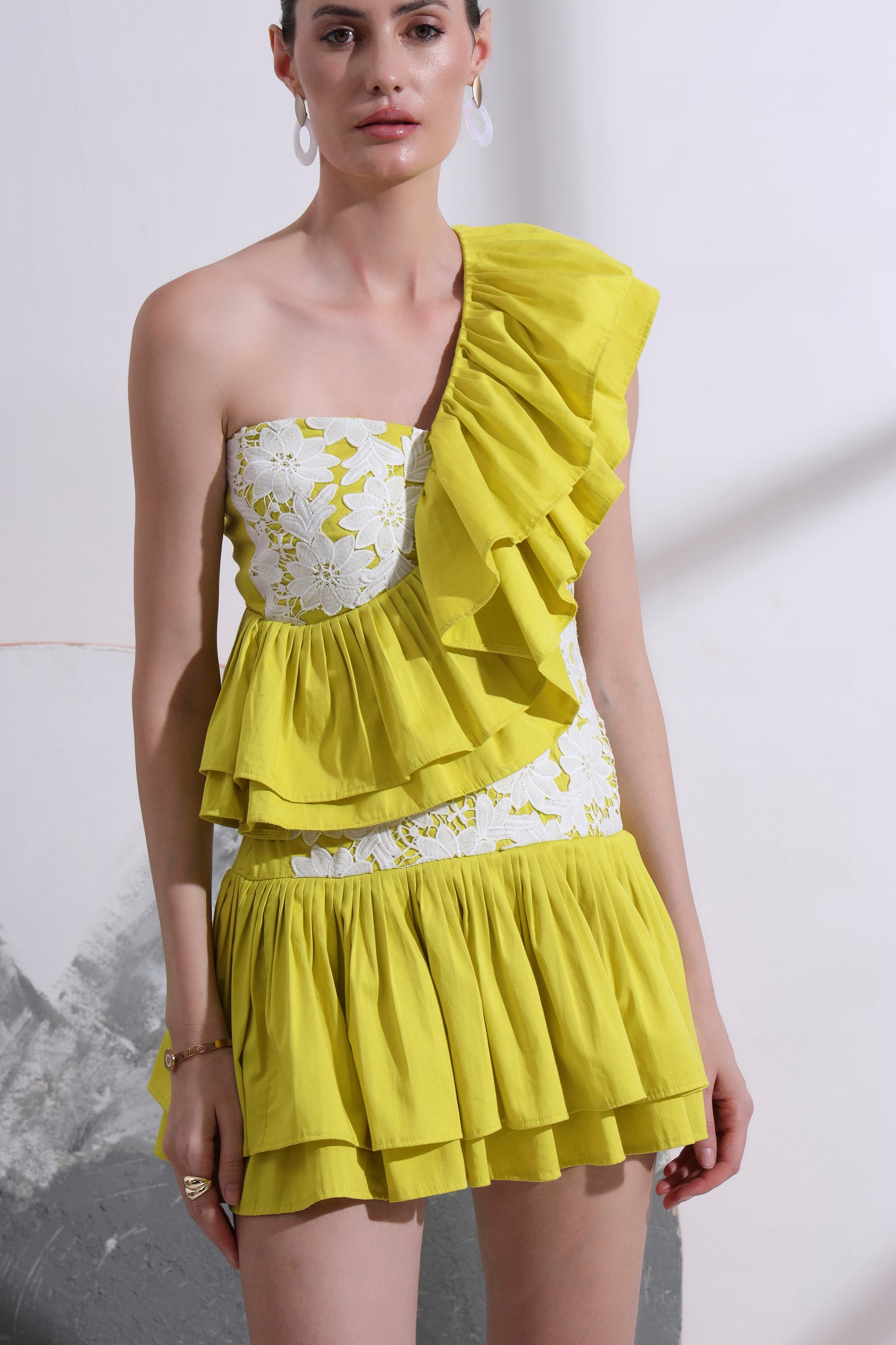 RAQUEL SHORT RUFFLE DRESS