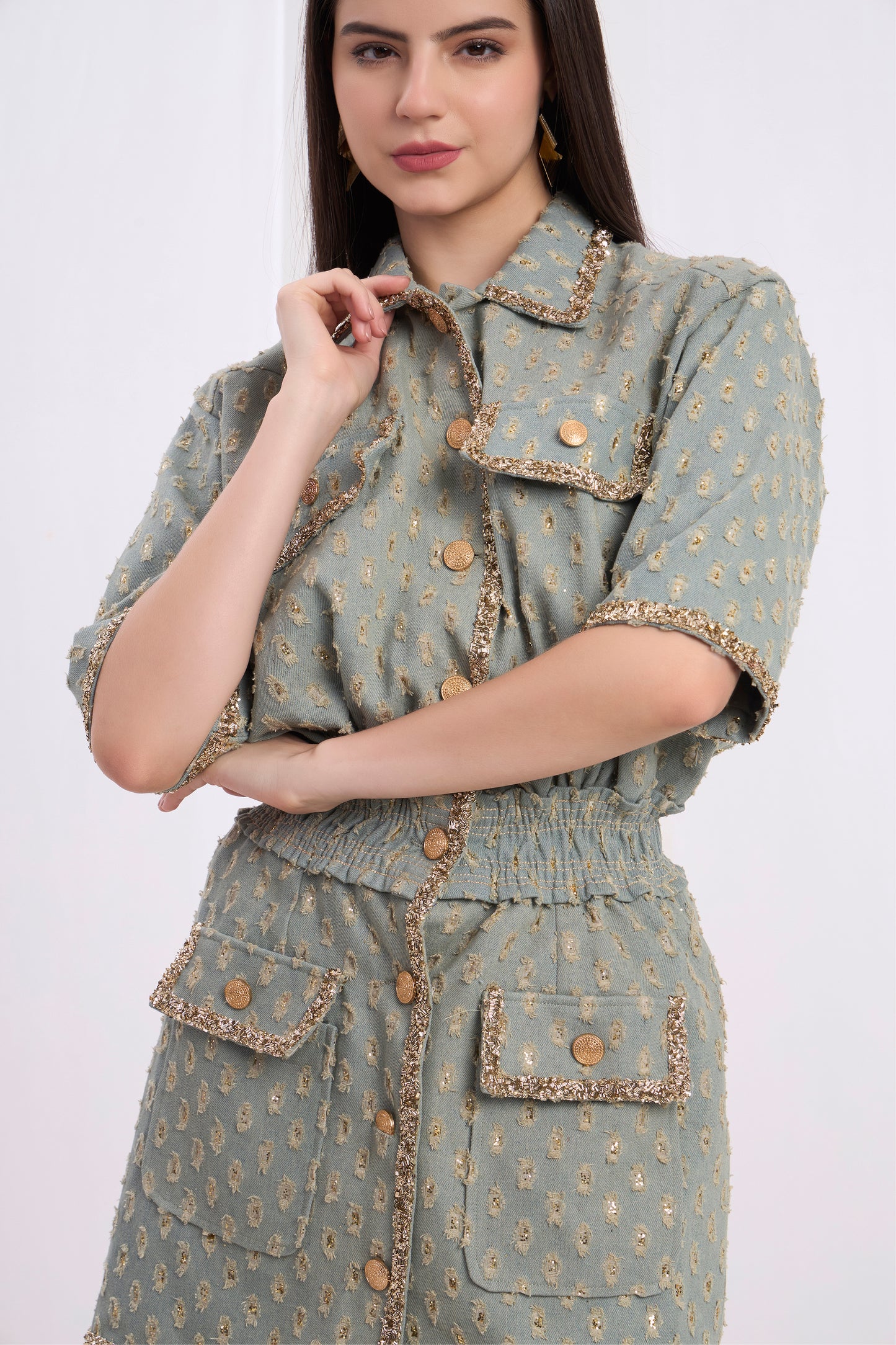 Margaux Gold Denim Dress