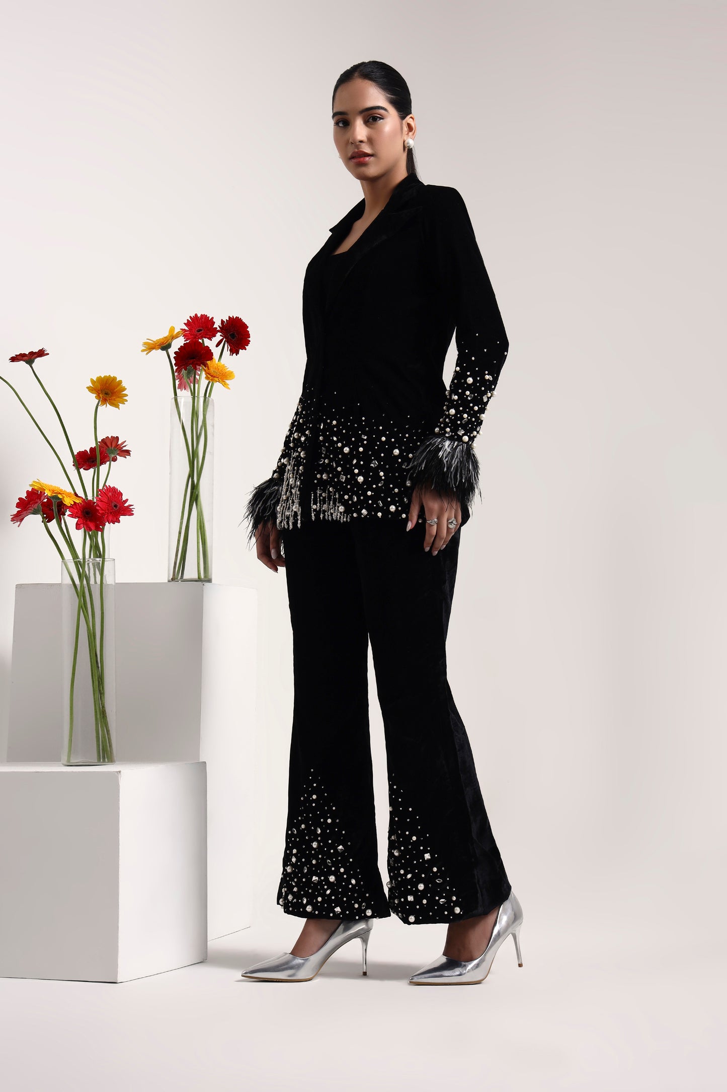 Celeste Crystal Velvet Blazer