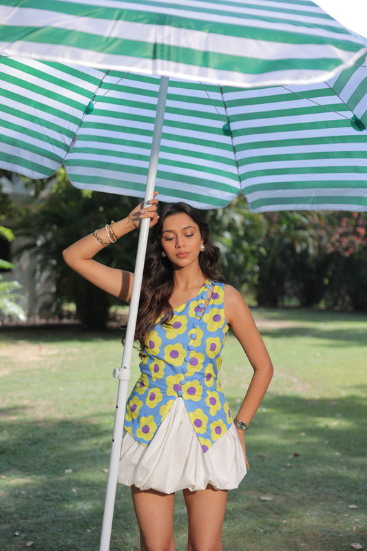 Citrus Bloom Balloon Skirt Co-ord Set
