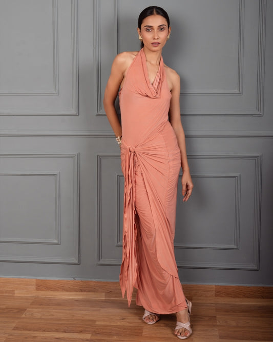 MARIANA COWL NECK DRAPE DRESS