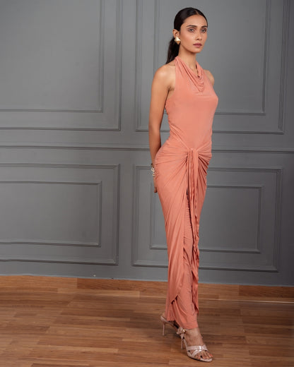 MARIANA COWL NECK DRAPE DRESS