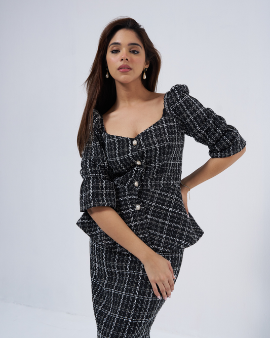 Diane Black Tweed Top