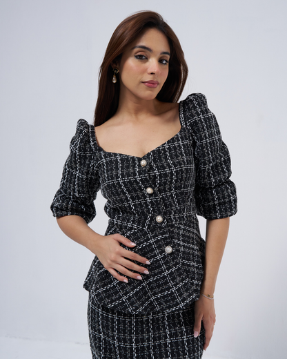 Diane Black Tweed Top