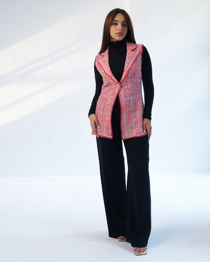 Astrid Pink Tweed sleeveless Jacket