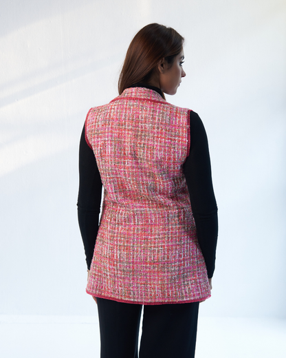 Astrid Pink Tweed sleeveless Jacket