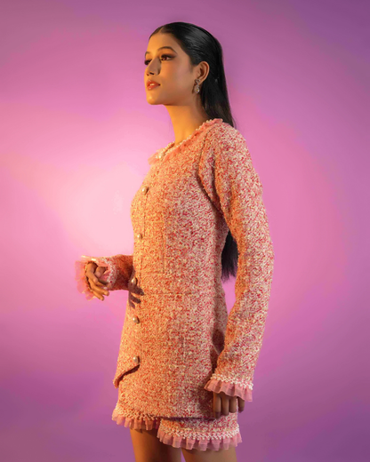 Jacqueline Coral Tweed Playsuit