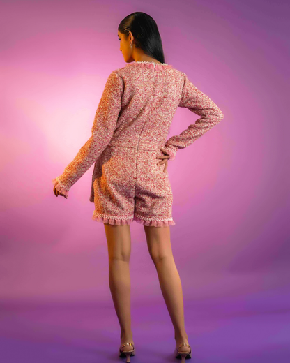 Jacqueline Coral Tweed Playsuit