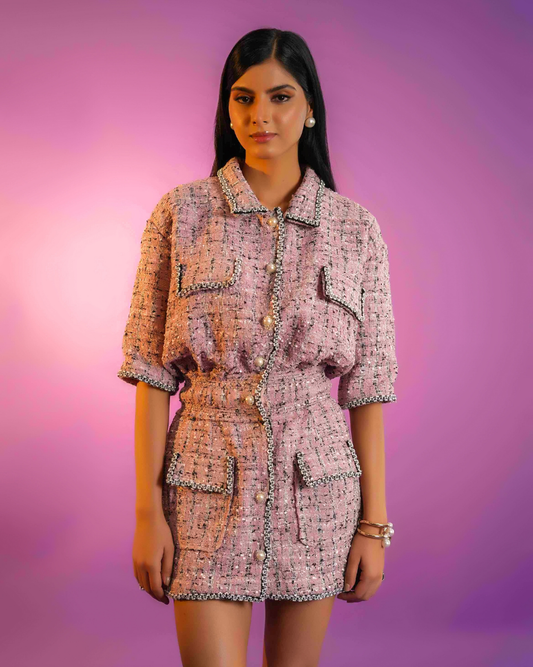 Camille Pink Tweed Dress