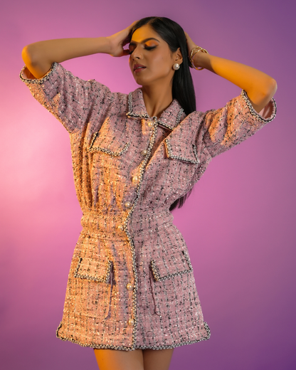 Camille Pink Tweed Dress