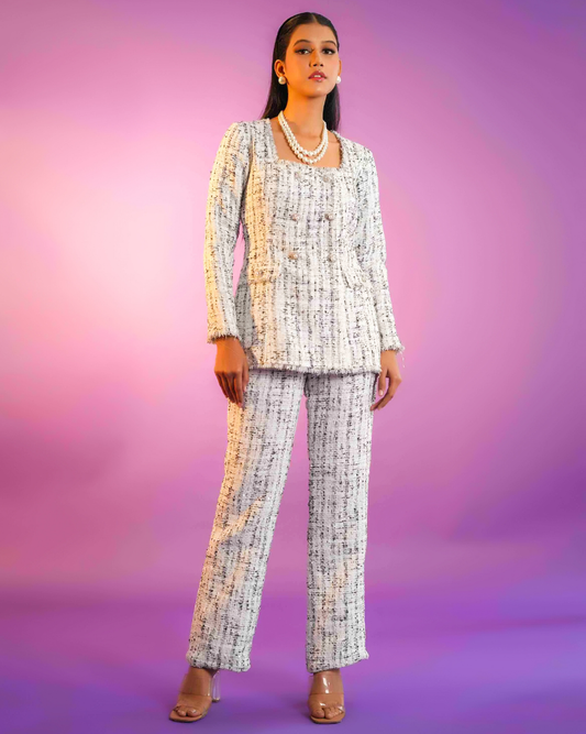 Celine White Tweed Co-ord Set